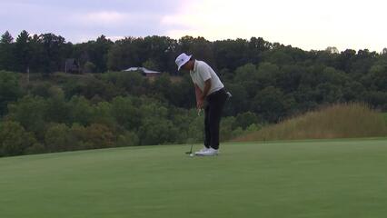 Zecheng Dou makes par putt on No. 18 at Korn Ferry Tour Champ