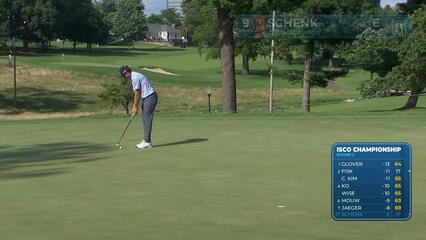 Adam Schenk sinks 32-foot birdie putt on No. 9 at ISCO Championship