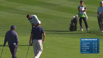 Sahith Theegala sinks 5-foot birdie putt on No. 15 at AT&T Pebble Beach