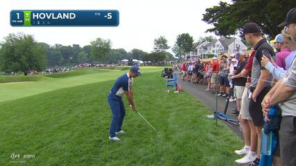 Viktor Hovland's 142-yard approach sets up birdie on No. 1 at Travelers