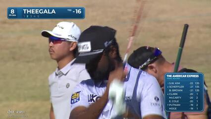 Sahith Theegala sinks 10-foot birdie putt on No. 8 at The American Express