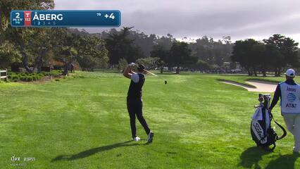 Ludvig Åberg sinks 4-foot birdie putt on No. 2 at AT&T Pebble Beach