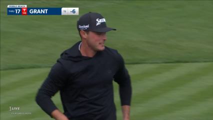 Brent Grant sinks a 28-foot birdie putt at AT&T Pebble Beach