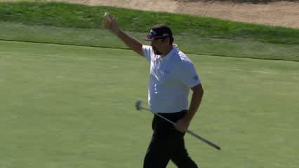 Andres Gonzales rolls home a 24-foot birdie putt at Farmers
