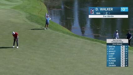 Danny Walker makes birdie putt on No. 16 at Barracuda