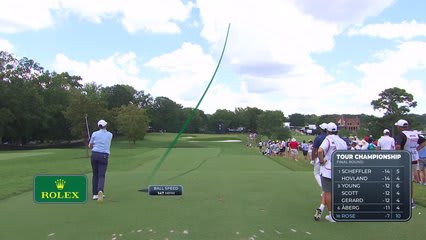 Justin Rose sinks 32-foot birdie putt on No. 11 at TOUR Championship
