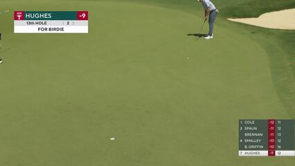 Mackenzie Hughes sinks 34-foot birdie putt on No. 13 at Charles Schwab