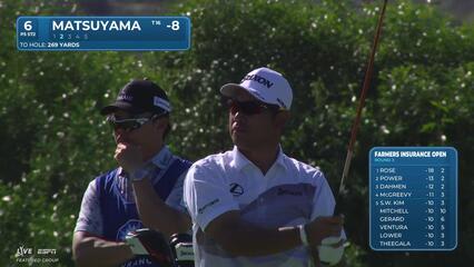 Hideki Matsuyama rolls in 3-foot birdie putt on No. 6 at Farmers