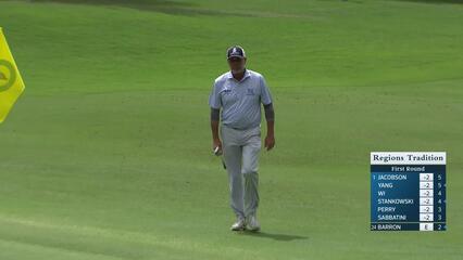 Doug Barron holes out for birdie on No. 12 at Regions Tradition