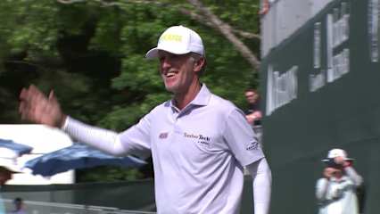 Brett Quigley makes birdie on No. 18 at Regions Tradition