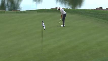 Rhein Gibson holes lengthy birdie putt  at The American Express