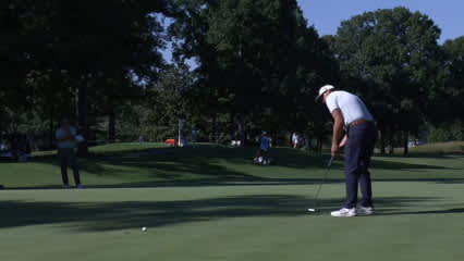 Quade Cummins drains birdie putt at BMW Charity Pro-Am