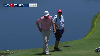 Brian Stuard holes bunker shot for birdie at Charles Schwab
