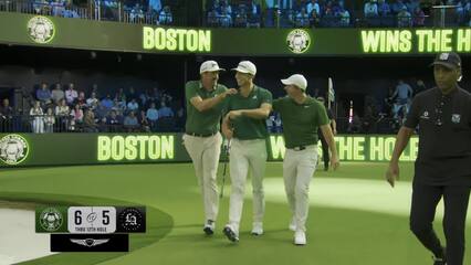Michael Thorbjornsen pours it in the hole for Boston Common Golf at TGL
