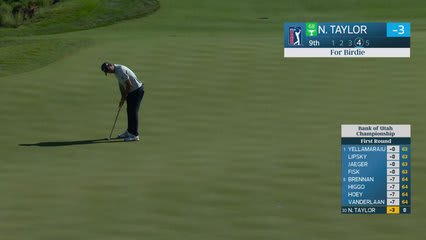 Nick Taylor sinks 27-foot birdie putt on No. 9 at Bank of Utah