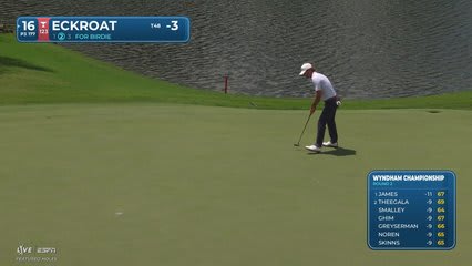 Austin Eckroat drains 16-foot birdie putt on No. 16 at Wyndham
