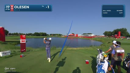 Thorbjørn Olesen sinks 17-foot birdie putt on No. 17 at 3M Open