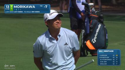 Collin Morikawa's 108-yard approach sets up birdie on No. 13 at RBC Heritage