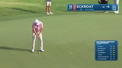 Austin Eckroat sinks 7-foot putt for birdie on No. 15 at Butterfield Bermuda