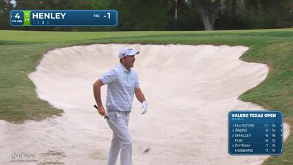 Russell Henley drains 82-foot birdie putt from bunker on No. 4 at Valero
