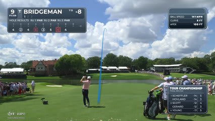 Jacob Bridgeman holes 50-foot shot for birdie on No. 9 at TOUR Championship