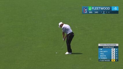 Tommy Fleetwood gets up-and-down from 64 yards for birdie on No. 8 at Truist Championship