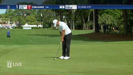 Tom Lewis makes birdie on No. 1 at RBC Heritage