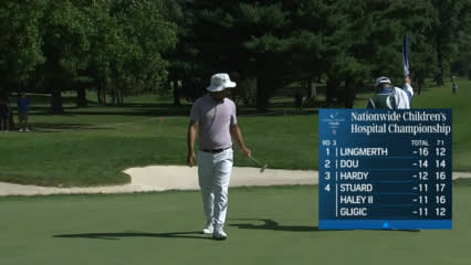 Zecheng Dou's excellent approach rolls back to 3 feet at Nationwide Children's