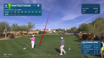 Hideki Matsuyama hits 184-yard tee shot to 8 feet, makes birdie on No 4