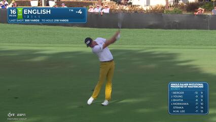 Harris English sinks 1-foot birdie putt on No. 16 at Arnold Palmer