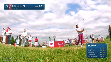 Thorbjørn Olesen sinks a 20-foot birdie putt on No. 17 at 3M Open