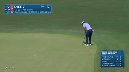 Davis Riley sinks 13-foot birdie putt on No. 17 at Texas Children's