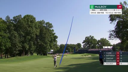 Rory McIlroy gets up-and-down from 144 yards for birdie on No. 15 at BMW Championship