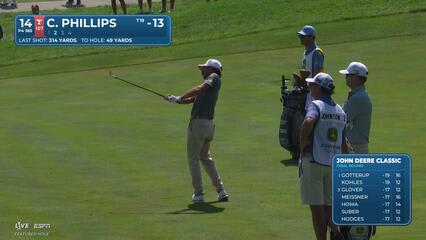 Chandler Phillips drains 12-foot birdie putt on No. 14 at John Deere