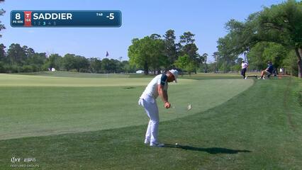 Adrien Saddier sinks 7-foot birdie putt on No. 8 at Texas Children's