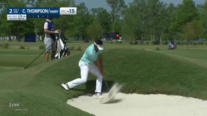 Curtis Thompson/Nick Hardy get up and down from awkward bunker lie at Zurich Classic
