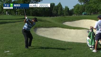 Patrick Reed makes birdie on No. 7 at the Memorial