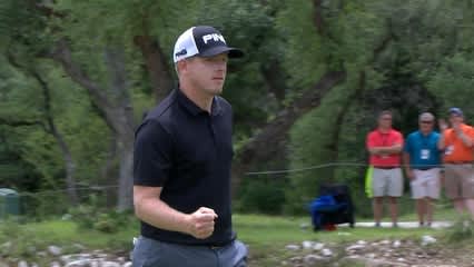 Martin Piller rolls his 14-footer in for birdie at Valero