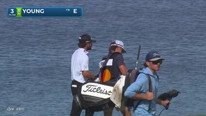Cameron Young hits 112-yard approach to 7 feet, sets up birdie on No. 3 at Arnold Palmer