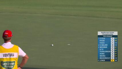 Justin Lower sinks 17-foot birdie putt on No. 17 at Sanderson Farms