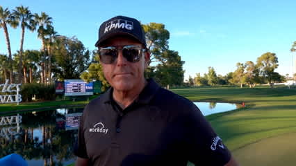 Phil Mickelson with the media after winning Charles Schwab Cup Championship