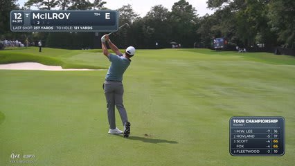 Rory McIlroy gets up-and-down from 120 yards for birdie on No. 12 at TOUR Championship