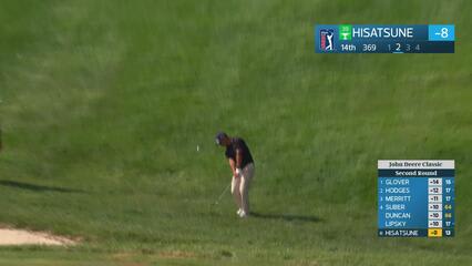 Ryo Hisatsune gets up-and-down from 37 yards for birdie on No. 14 at John Deere