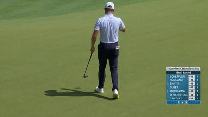 Ben Griffin sinks 15-foot birdie putt on No. 4 at Travelers