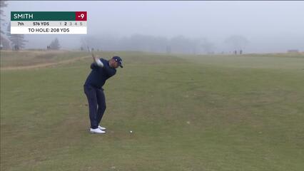 Jordan L Smith sinks 14-inch putt for birdie on No. 7 at Genesis Scottish Open