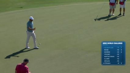 Scottie Scheffler sinks 20-foot eagle putt on No. 3 at Hero World Challenge