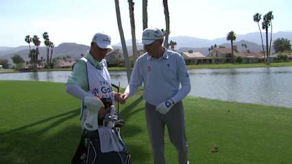Jason Caron makes birdie on No. 18 at Galleri Classic