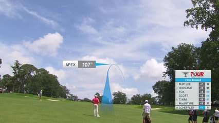 Scottie Scheffler taps in for birdie on No. 6 at TOUR Championship