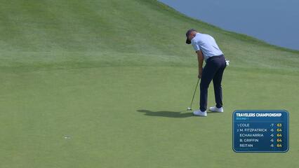 Justin Rose sinks 10-foot birdie putt on No. 8 at Travelers