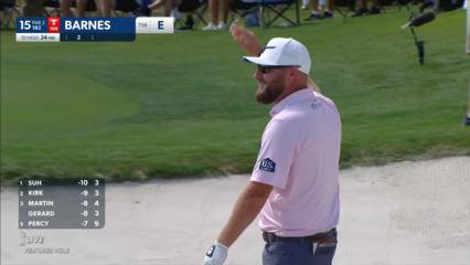 Erik Barnes dunks bunker birdie on No. 15 at Honda